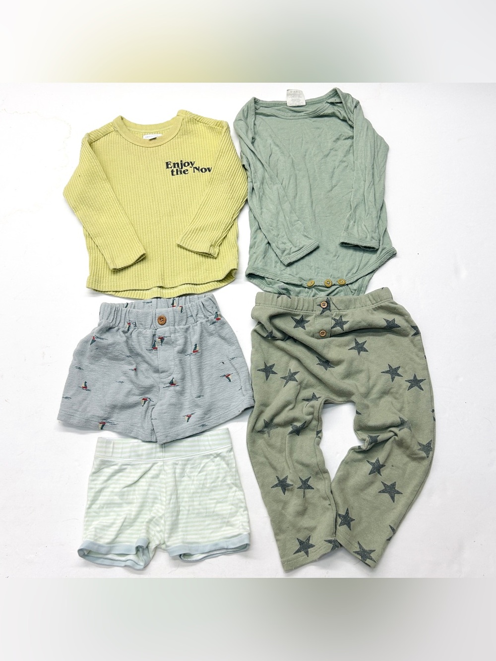 Baby Boys Lot Bundle Outfit Shorts Pants Top Bodysuit Lake Grayson Mini 5 Piece